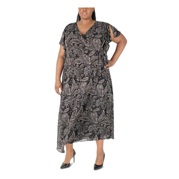 SIGNATURE BY ROBBIE BEE Womens Tie Pullover Style Lined Maxi Dress - Picture 1 of 4